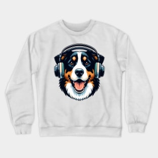 Appenzeller Sennenhund Smiling DJ in Bright Art Crewneck Sweatshirt